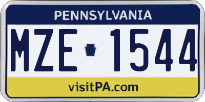 PA license plate MZE1544