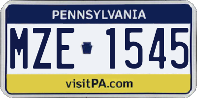 PA license plate MZE1545