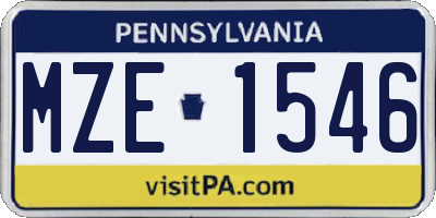 PA license plate MZE1546