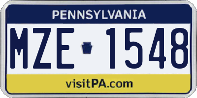 PA license plate MZE1548
