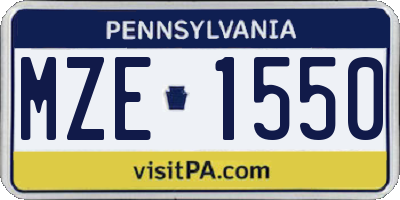 PA license plate MZE1550