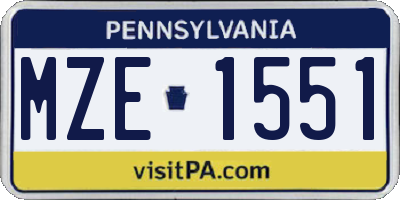 PA license plate MZE1551