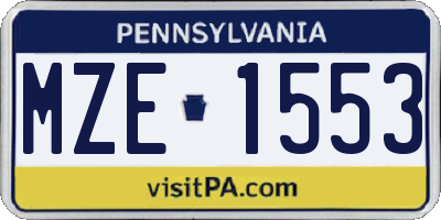 PA license plate MZE1553