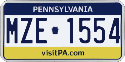 PA license plate MZE1554