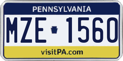 PA license plate MZE1560