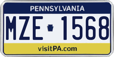 PA license plate MZE1568