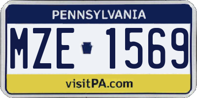 PA license plate MZE1569
