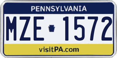 PA license plate MZE1572