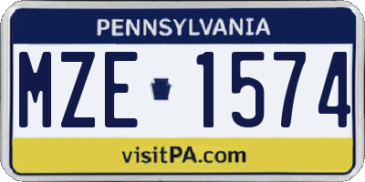 PA license plate MZE1574