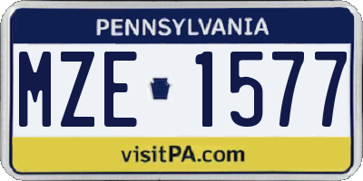 PA license plate MZE1577