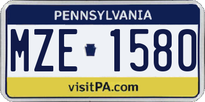 PA license plate MZE1580