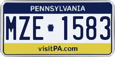 PA license plate MZE1583