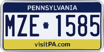 PA license plate MZE1585