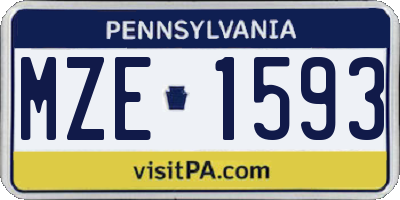 PA license plate MZE1593