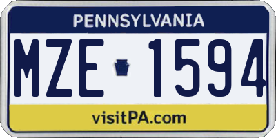 PA license plate MZE1594
