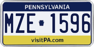 PA license plate MZE1596