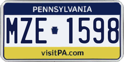 PA license plate MZE1598