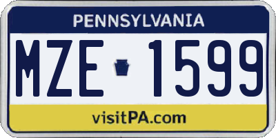 PA license plate MZE1599