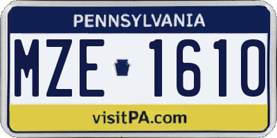 PA license plate MZE1610