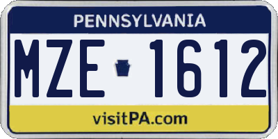 PA license plate MZE1612