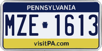 PA license plate MZE1613