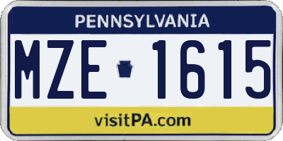 PA license plate MZE1615