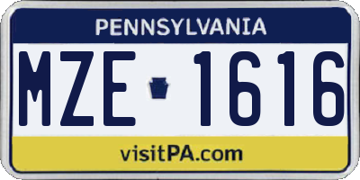 PA license plate MZE1616