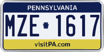 PA license plate MZE1617