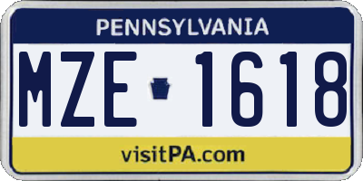 PA license plate MZE1618