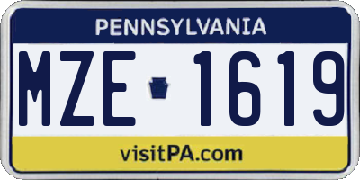 PA license plate MZE1619