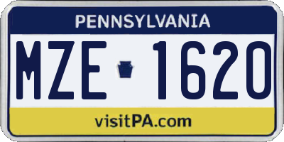 PA license plate MZE1620