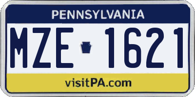 PA license plate MZE1621
