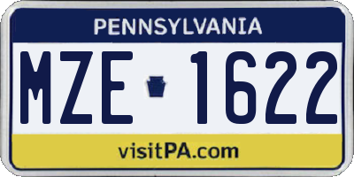 PA license plate MZE1622