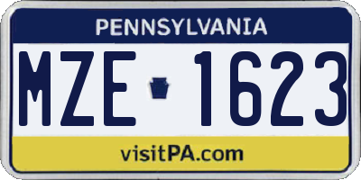PA license plate MZE1623