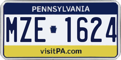 PA license plate MZE1624