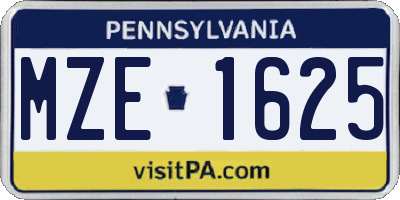 PA license plate MZE1625