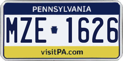 PA license plate MZE1626