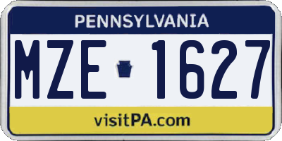 PA license plate MZE1627