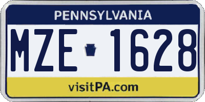 PA license plate MZE1628