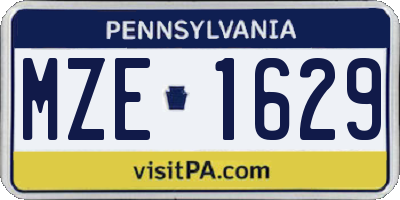 PA license plate MZE1629