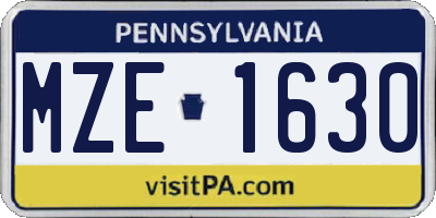 PA license plate MZE1630