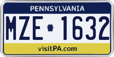 PA license plate MZE1632