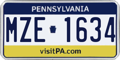 PA license plate MZE1634