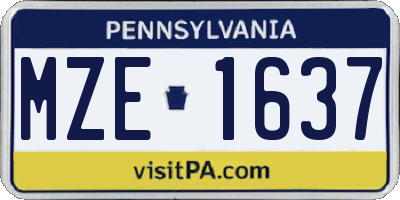 PA license plate MZE1637