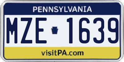PA license plate MZE1639