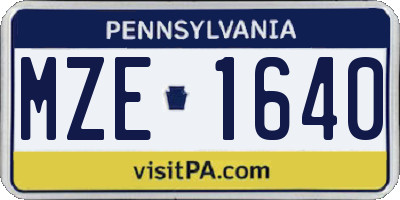 PA license plate MZE1640