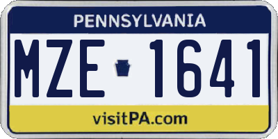 PA license plate MZE1641