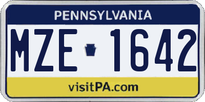 PA license plate MZE1642