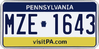 PA license plate MZE1643