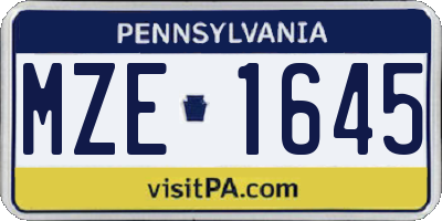 PA license plate MZE1645